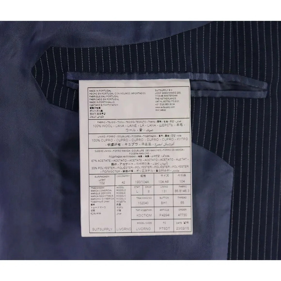 Suitsupply Livorno Royal Blue Thin Striped Super 110's Wool Blazer Jacket 42L - Picture 10 of 10